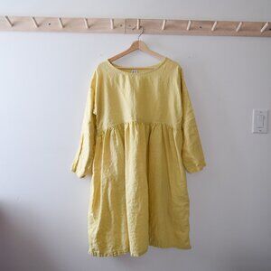 Handmade gathered linen dress